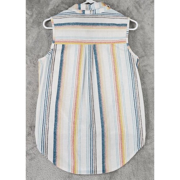 Eden & Olivia Shirt0 Womens Medium Striped Casual Button Up Sleeveless Blouse - Picture 2 of 12